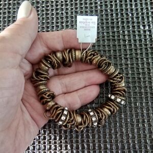 Lia Sophia Brass Bling Stretch Bracelet M/L
